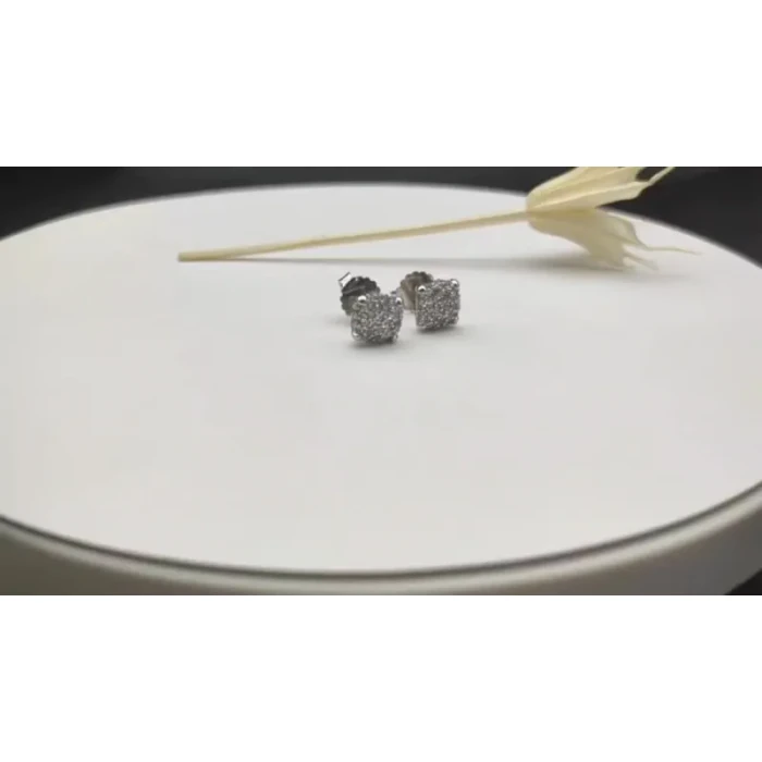 David Yurman 9mm Silver Four-Prong Pavé Diamond Stud Earrings