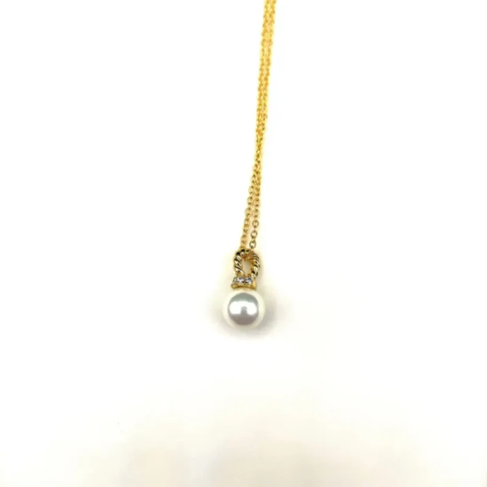 David Yurman Gold Tone 8mm Pearl Pendant Necklace