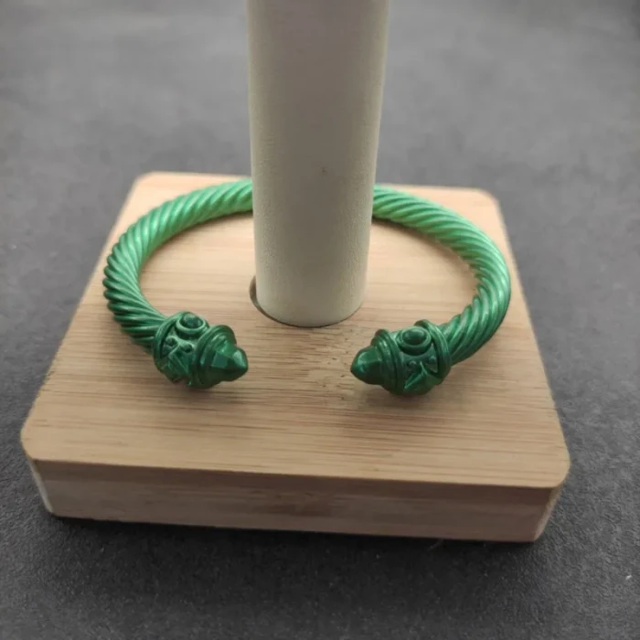 David Yurman 7mm Green Colorful Enamel Cuff Bracelet, Fits Wrist Size 16cm - 20cm