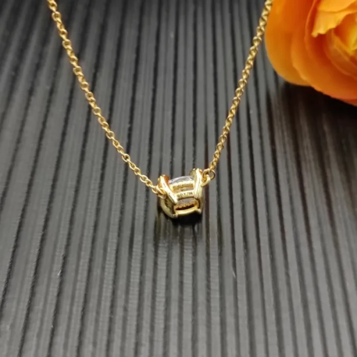 David Yurman Gold 8mm Four-Prong White Diamond Necklace