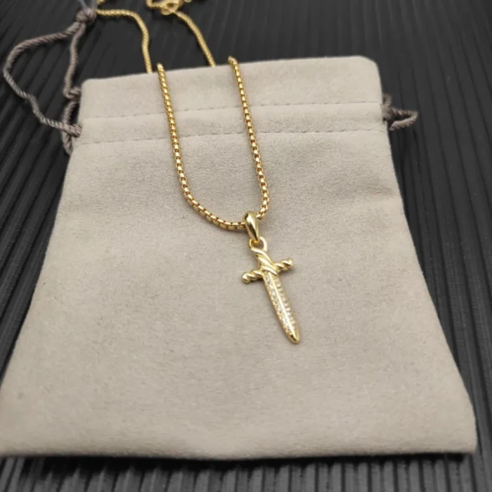 David Yurman Gold Petal Dagger Necklace