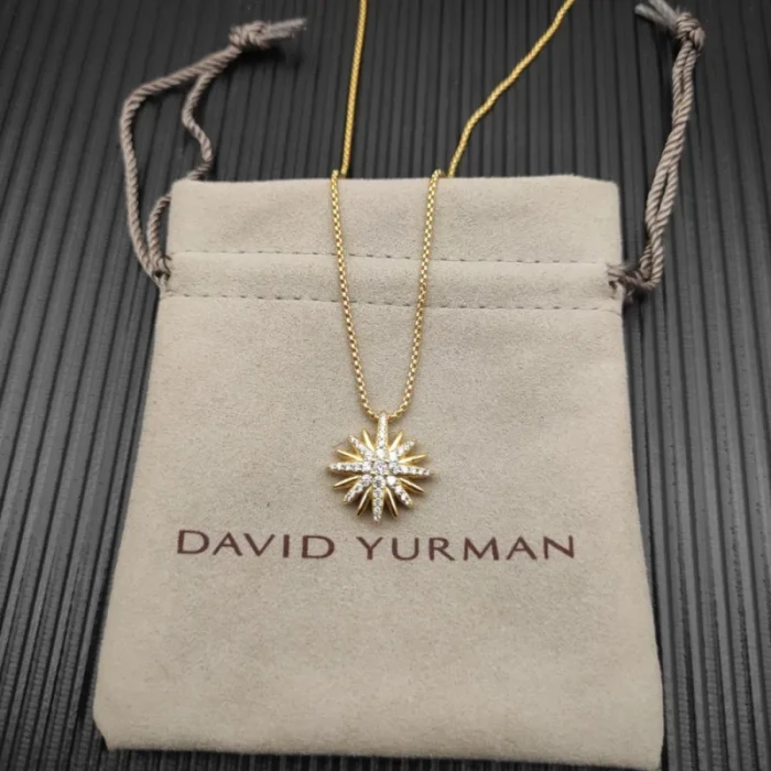David Yurman Gold 19mm Sunflower Pendant Necklace