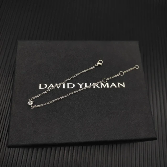 David Yurman 4mm Sterling Silver Single Stone White Diamond Bracelet