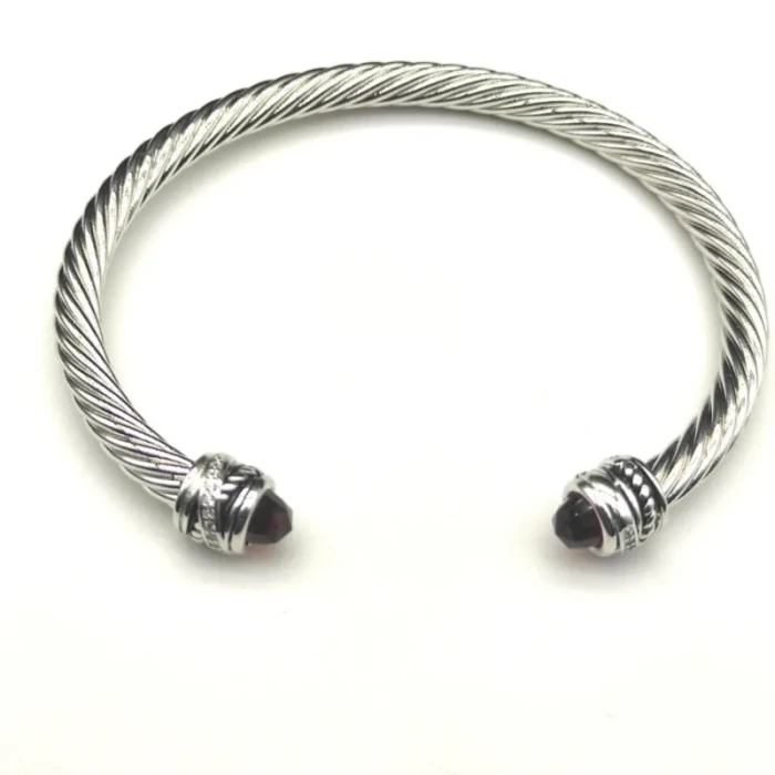 David Yurman 5mm Cable Classics Rotating Red Diamond Cuff Bracelet