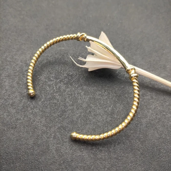 David Yurman Gold 3mm Gold Wire Cuff Bracelet, Fits Wrist Size 15cm - 18cm