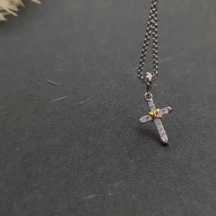 David Yurman Petite X Cross Diamond Necklace, 1.5mm Chain, 45+5cm Adjustable Length