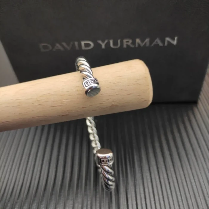 David Yurman 6mm Sterling Silver Black Onyx Cable Cuff Bracelet