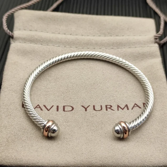 David Yurman 4mm Round-Head Gold and Silver Cuff Bracelet