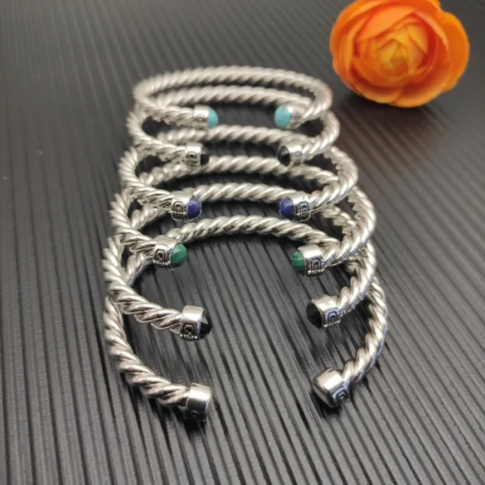 David Yurman 6mm Sterling Silver Round-End Cable Cuff Bracelet