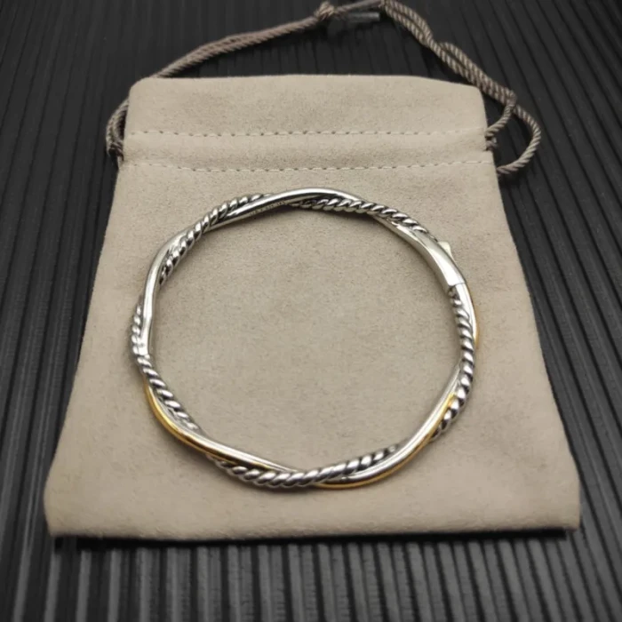 David Yurman 4.4mm Gold and Silver Petite Infinity Cable Interwoven Bracelet