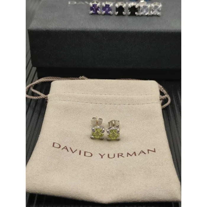 David Yurman 8mm Four-Prong Green Diamond Stud Earrings