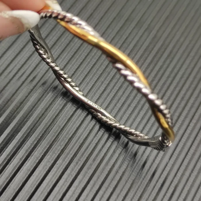 David Yurman 4.4mm Gold and Silver Petite Infinity Cable Interwoven Bracelet