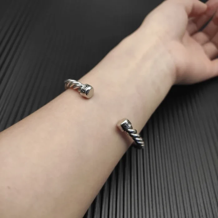 David Yurman 6mm Sterling Silver Black Onyx Cable Cuff Bracelet