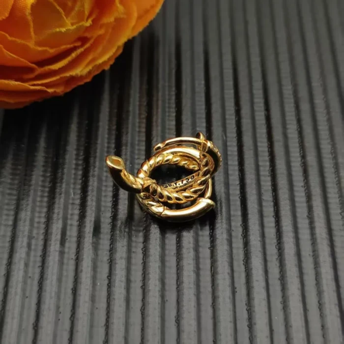 David Yurman 12.4mm Gold Diamond Wrap Single Wire Earrings
