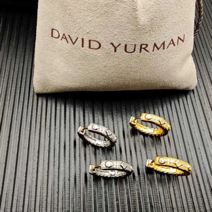 David Yurman Sterling Silver White Diamond Renaissance Cable Earrings
