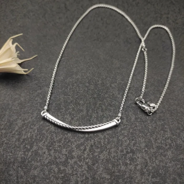 David Yurman Silver Smile Pavé Diamond Necklace