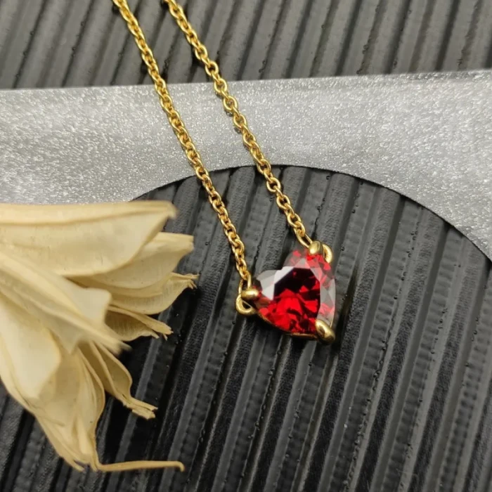 David Yurman 8mm Ruby Heart Diamond Pendant Necklace