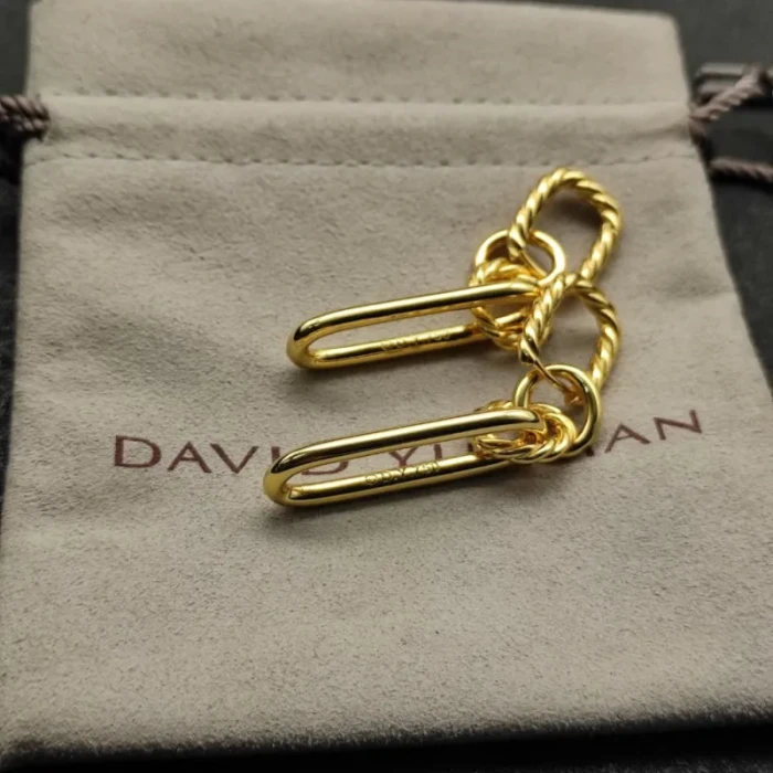 David Yurman Gold Four-Ring Earrings, 53.5mm Length