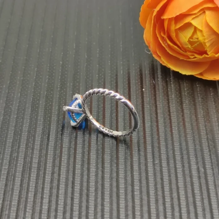 David Yurman 8mm Four-Prong Blue Diamond Ring