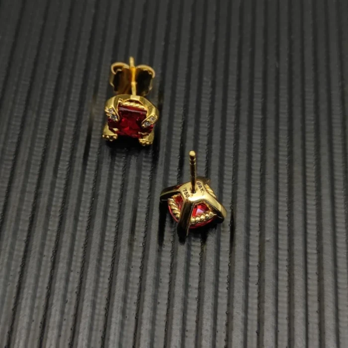 David Yurman 8mm Gold Four-Prong Red Diamond Stud Earrings