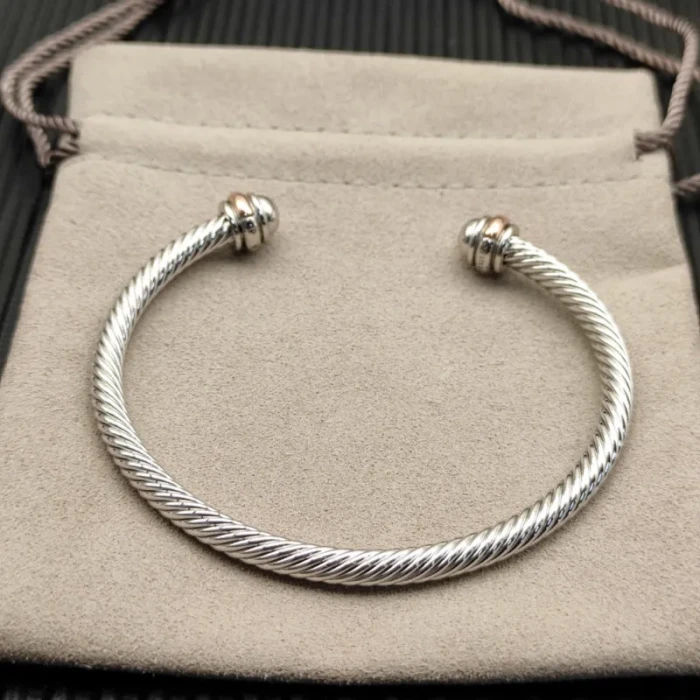 David Yurman 4mm Round-Head Gold and Silver Cuff Bracelet