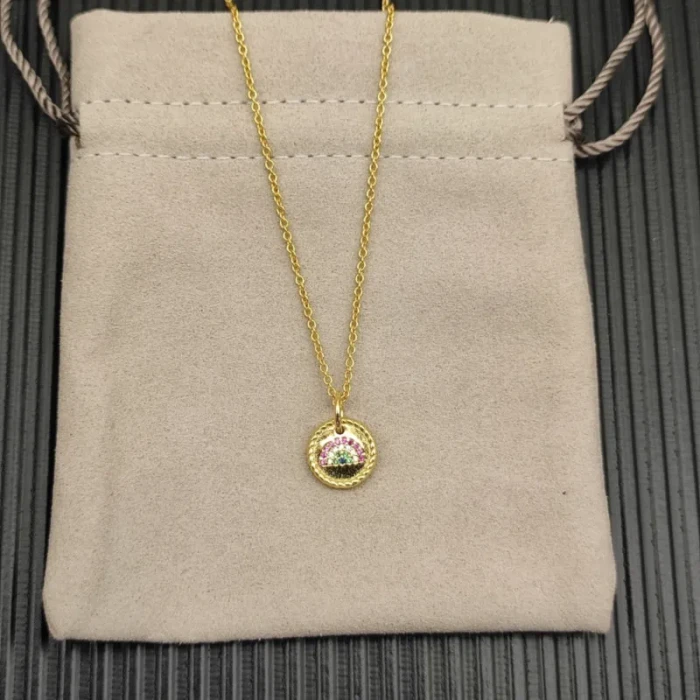 David Yurman 11mm Round Pavé Rainbow Necklace
