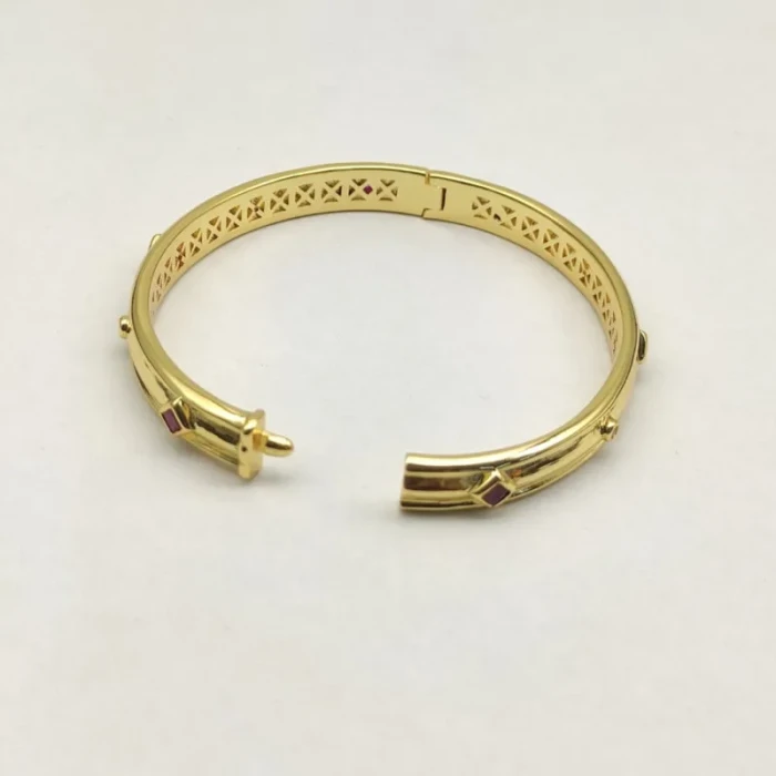 David Yurman 8mm Gold Pavé Red Diamond Renaissance Band Bracelet