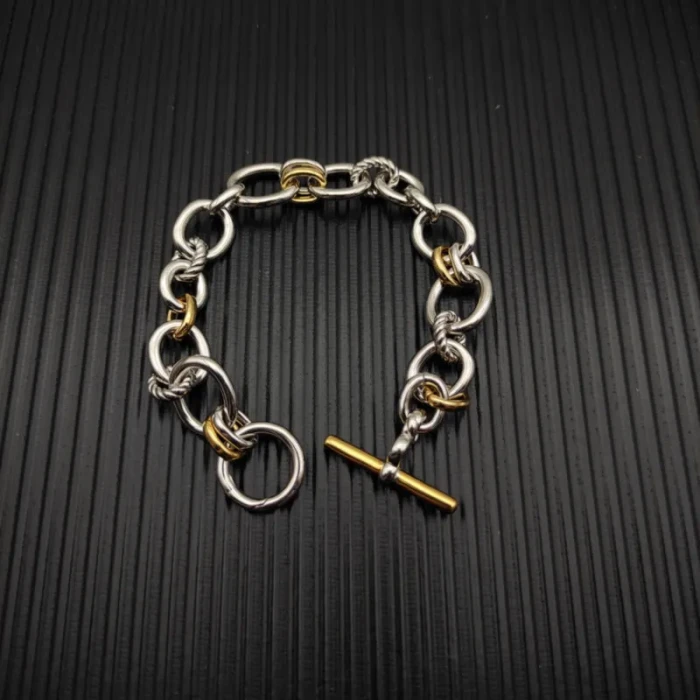 David Yurman 8mm Gold and Silver Mercer Multi-Ring Bracelet