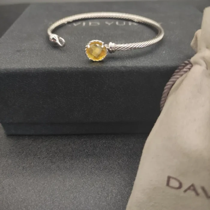 David Yurman 3mm Yellow Diamond Cable Cuff Bracelet