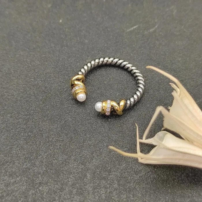 David Yurman Pearl Twisted Cable Wrap Ring