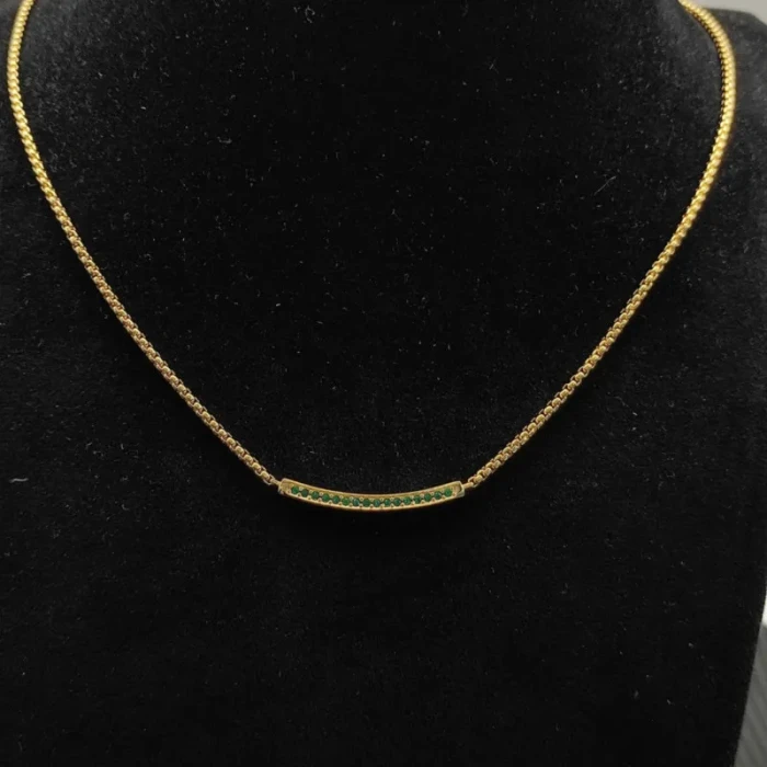 David Yurman 1.7mm Pavé Bar Green Diamond Necklace