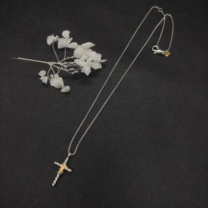 David Yurman Gold and Silver Double X Cross Pendant Necklace