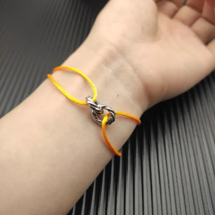 David Yurman Yellow Double Ring Sterling Silver Nylon Cord Bracelet