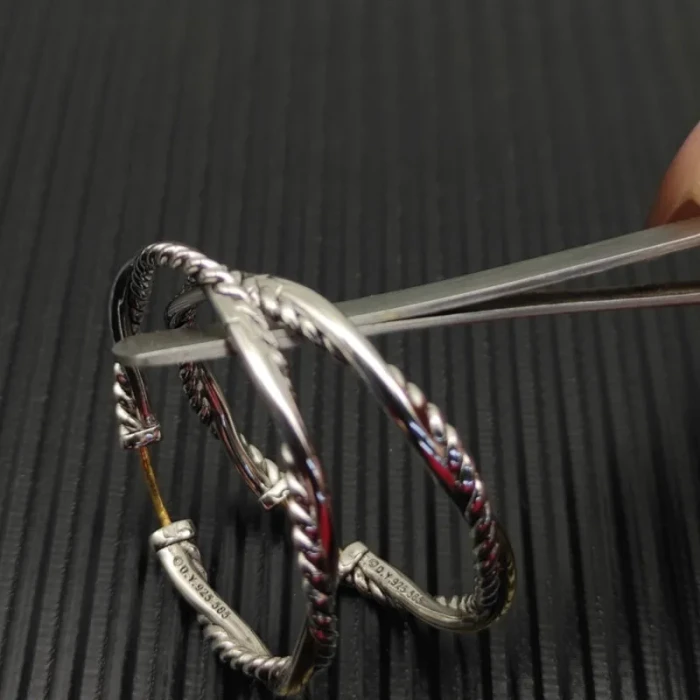 David Yurman Gold and Silver 42mm Infinity Hoop Earrings