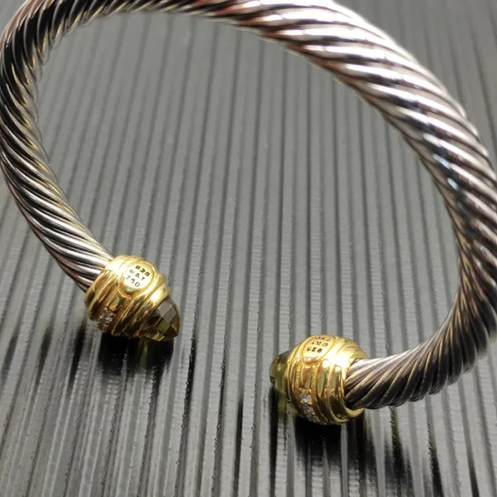 David Yurman 7mm Gold Gemstone Head Brown Diamond Bracelet, Fits Wrist Sizes 16–20cm