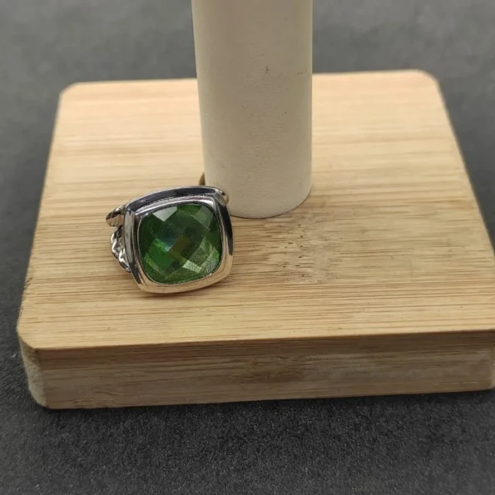 David Yurman 14mm Square Green Diamond Ring