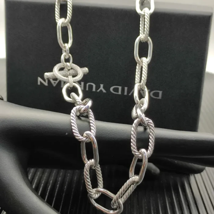 David Yurman Sterling Silver Cable Bracelet with Diamond-Set Rotating Clasp