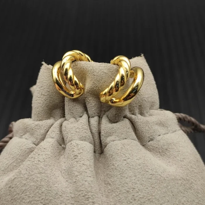 David Yurman Gold 13.5mm Double Hoop Embrace Earrings