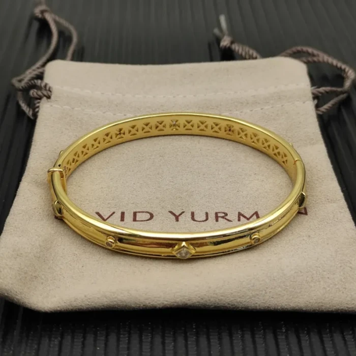 David Yurman 8mm Gold Pavé White Diamond Renaissance Band Bracelet