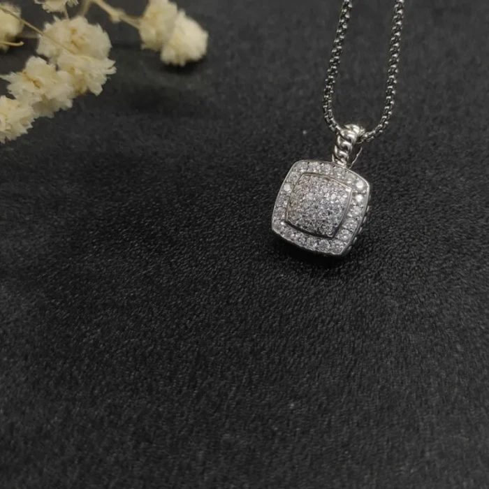 David Yurman 7mm Cushion-Cut Fully Pavé Diamond Necklace