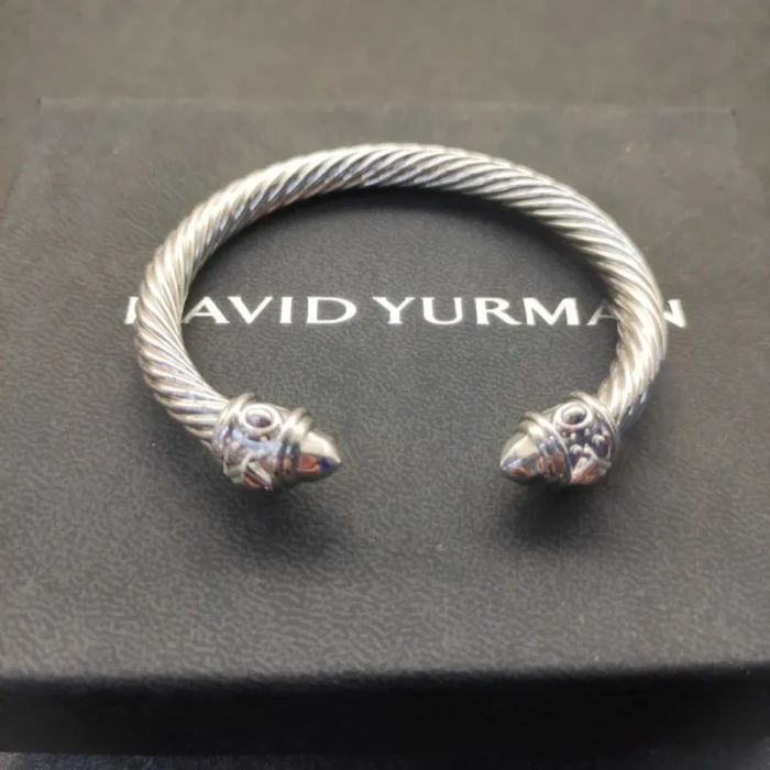 David Yurman 7mm Silver Colorful Enamel Cuff Bracelet, Fits Wrist Size 16cm - 20cm