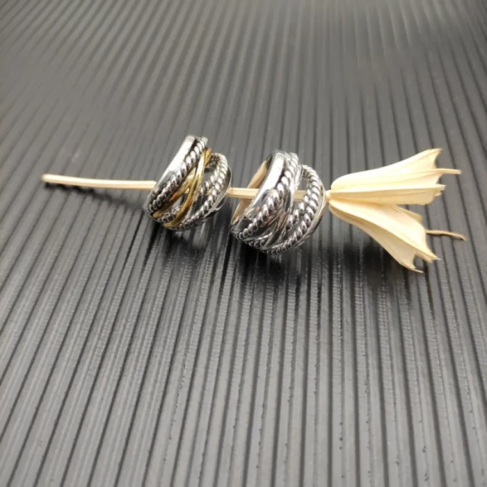 David Yurman Silver Double Cylinder Cross Ring