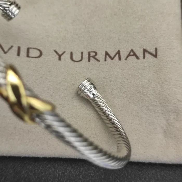 David Yurman 4mm Cable Cuff Bracelet with Double X Station Accent