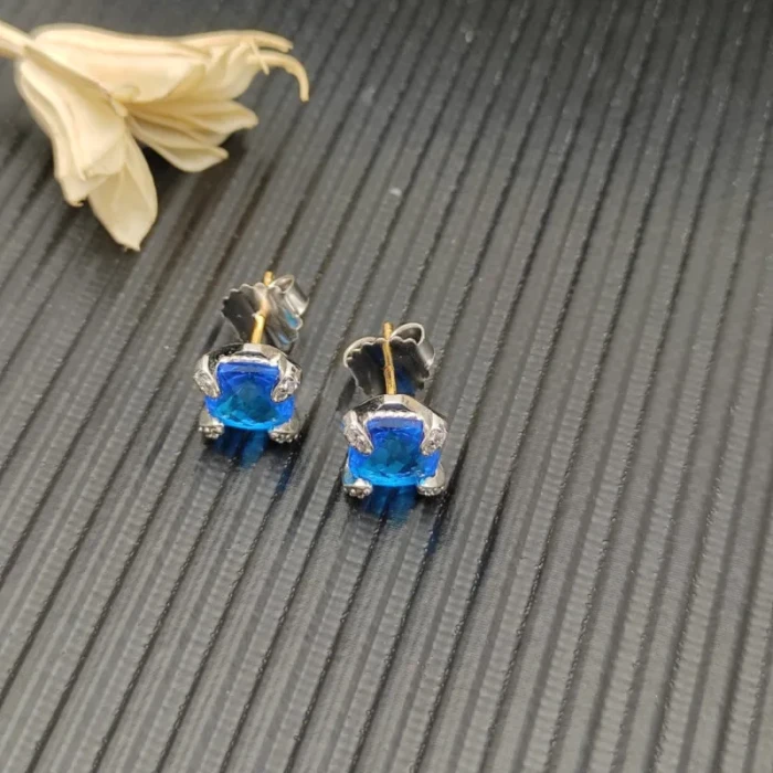 David Yurman 8mm Four-Prong Blue Diamond Stud Earrings