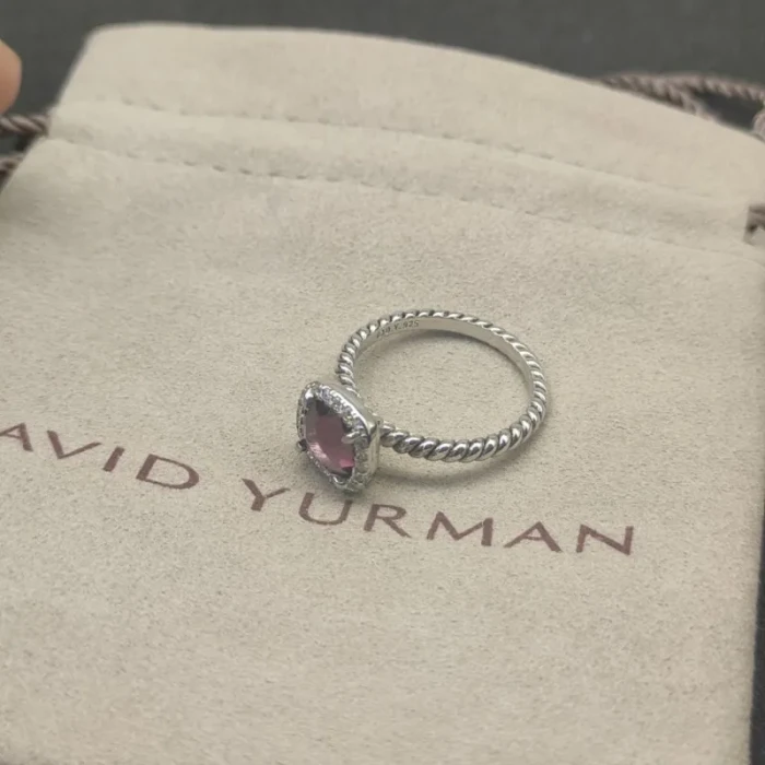 David Yurman Four-Prong Square Purple Diamond Ring