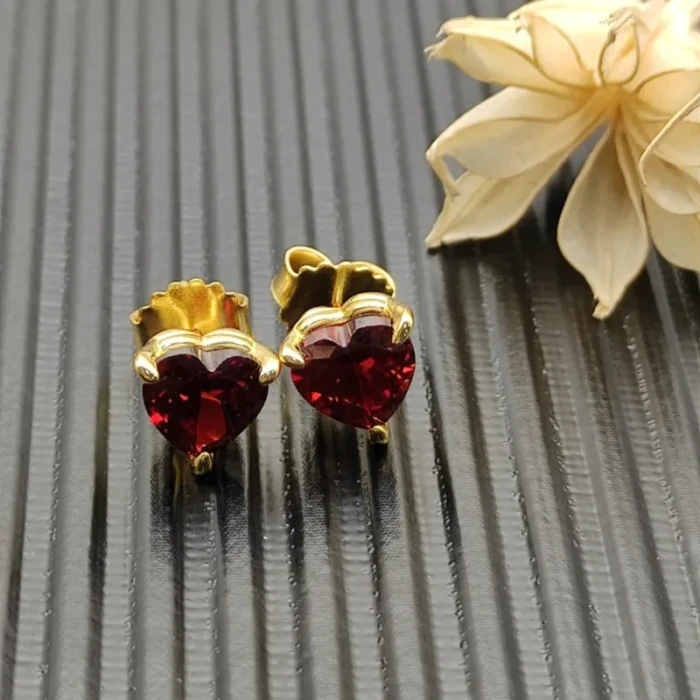 David Yurman 8mm Ruby Heart Stud Earrings