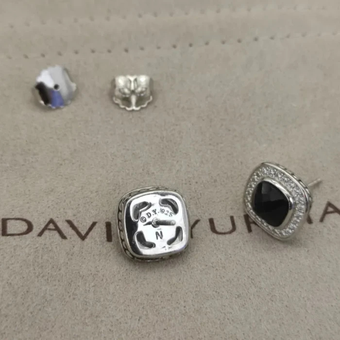 David Yurman 7mm Square Black Diamond Stud Earrings