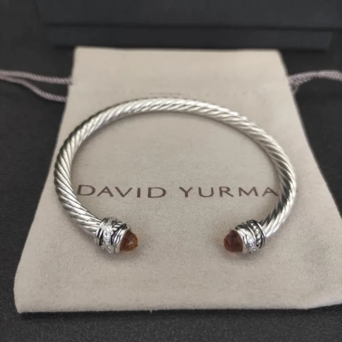 David Yurman 5mm Cable Classics Rotating Champagne Diamond Cuff Bracelet