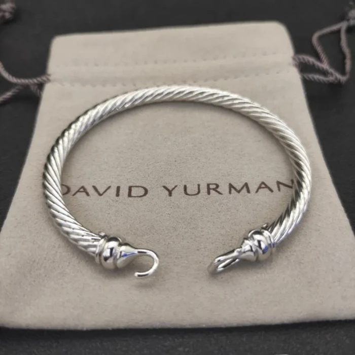 David Yurman 5mm Sterling Silver Hook-End Cable Cuff Bracelet