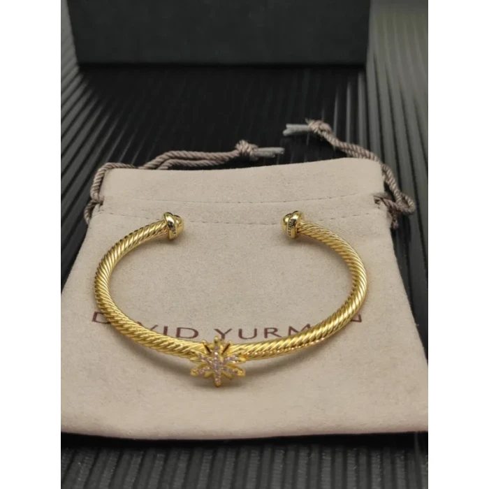 David Yurman 3mm Gold Sunburst Cable Cuff Bracelet